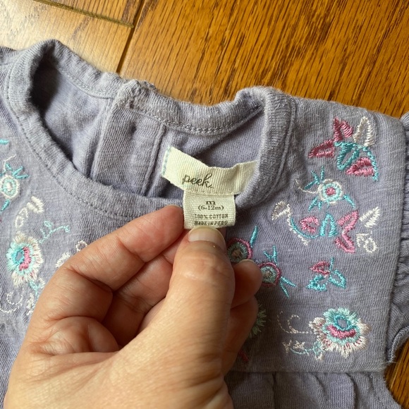 Peek | purple onesie with embroidered flowers. - Picture 3 of 3